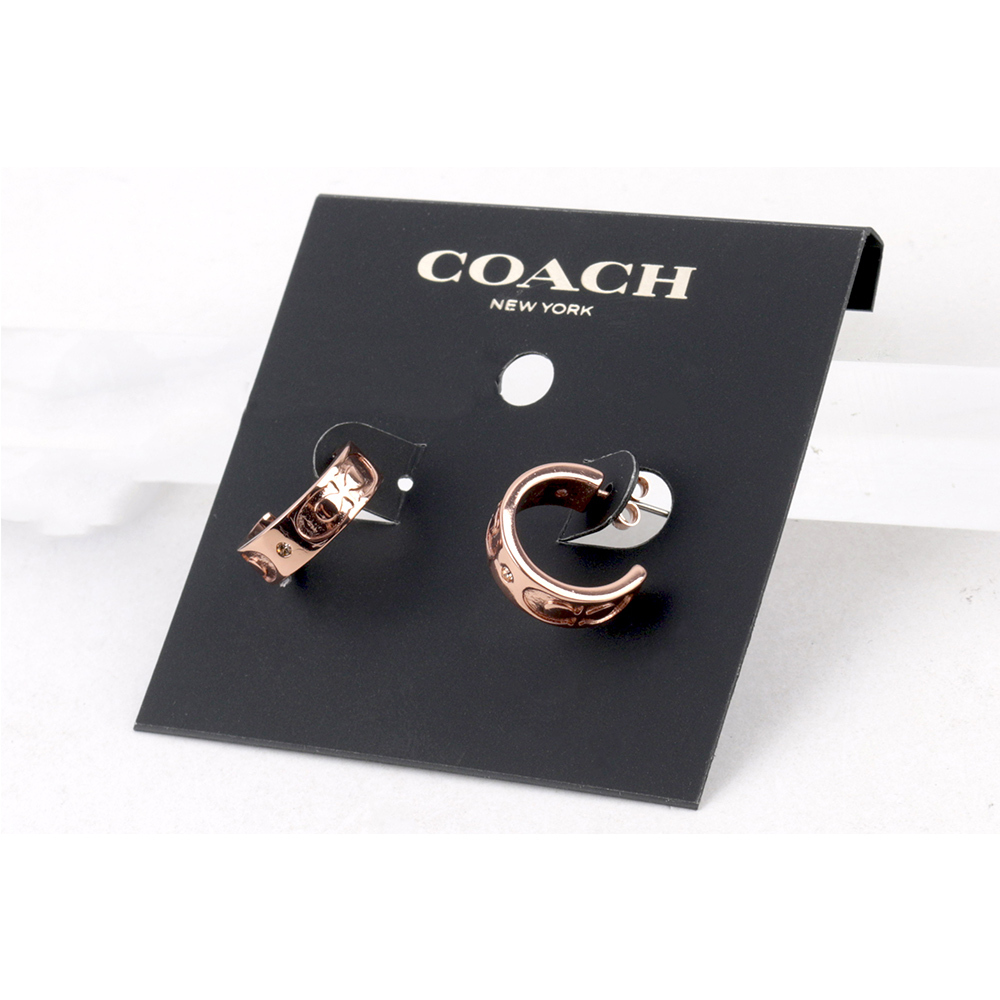 【COACH】CC Logo 刻印馬蹄圓弧針式耳環(玫瑰金) CI901 RGD