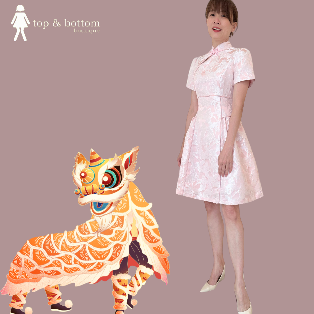 SHORT SLEEVE SOLID CAN CAN CHEONGSAM DRESS