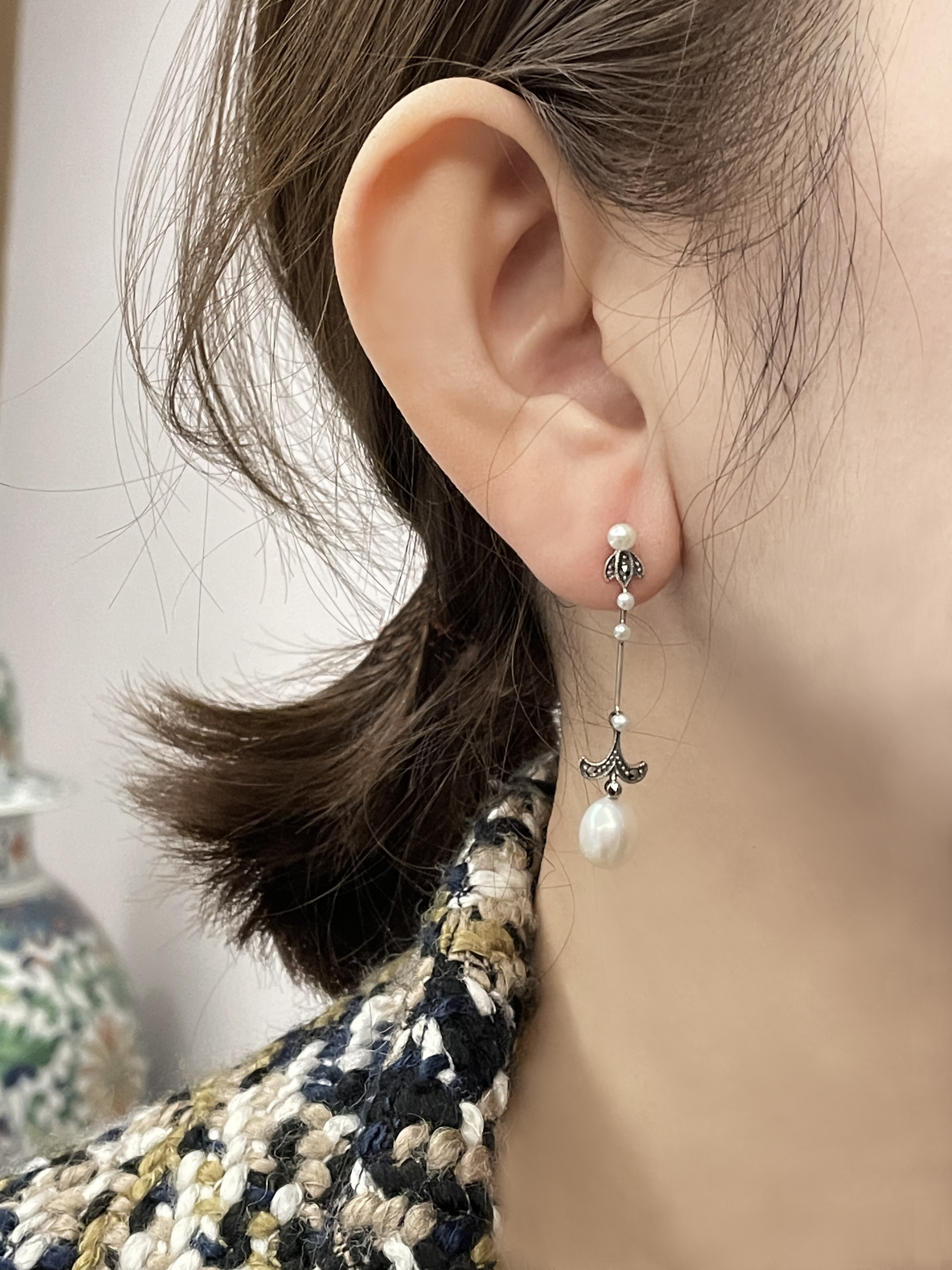 典雅珍珠垂墜耳環