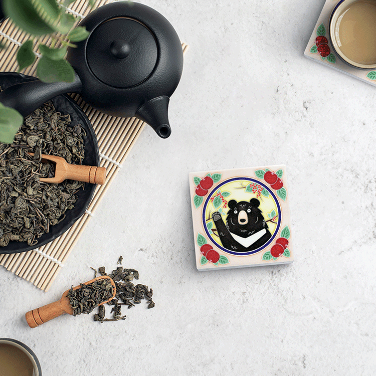 臺灣花磚立體吸水杯墊｜臺灣黑熊