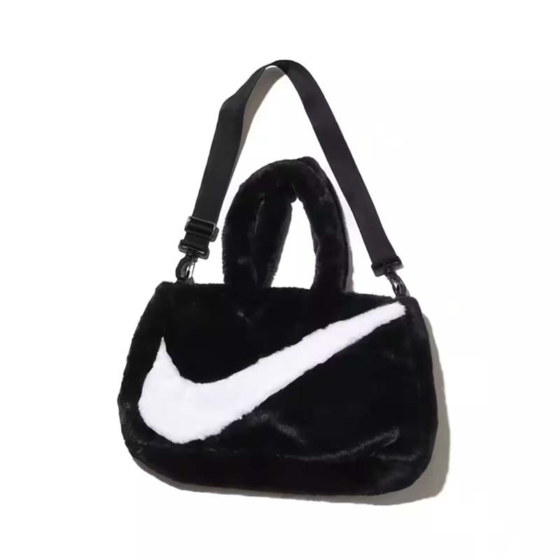 Nike Sportswear Faux Fur Tote "Black" 毛絨絨 斜背手提包 小包 托特包 黑白 FB3050-010 [台灣現貨]
