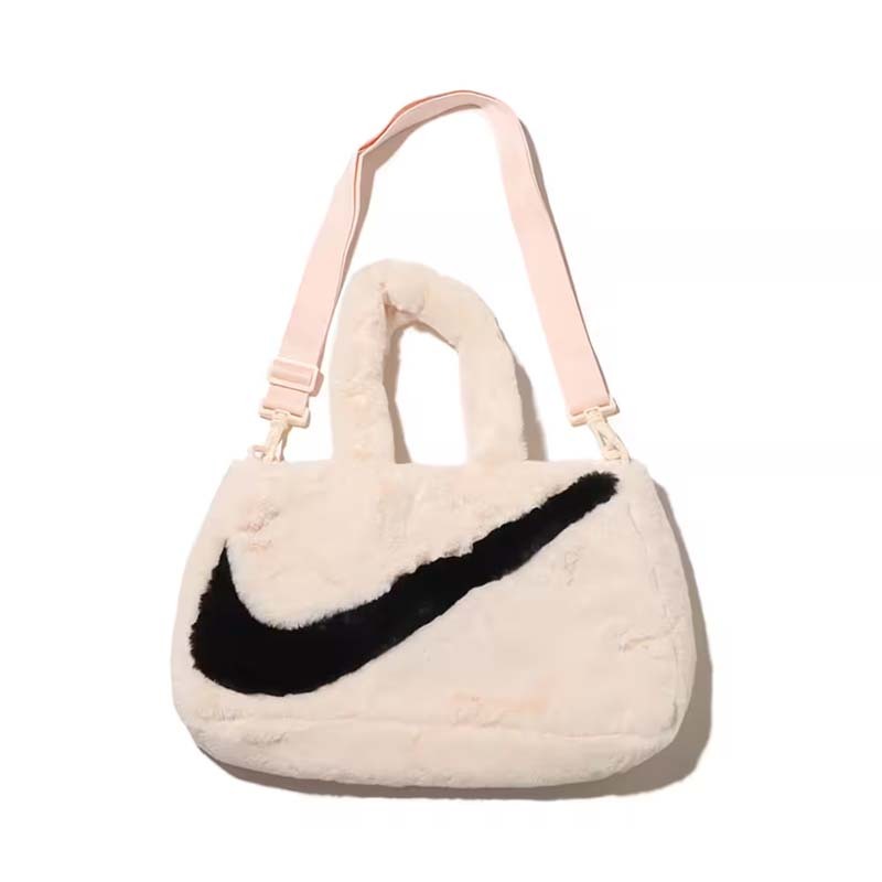 Nike Sportswear Faux Fur Tote "Guava Ice" 人造毛皮毛絨絨 斜背手提包 小包 托特包 粉黑 FB3050-838 [台灣現貨]