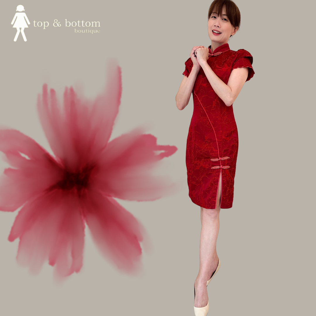 EMBROIDERED FLORAL CHEONGSAM DRESS