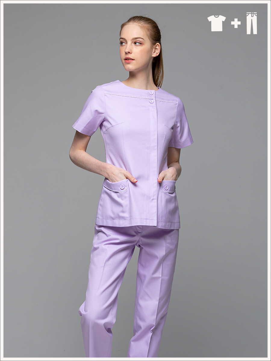 【整套販售】B241-C0 女護理套裝-B立挺布-丁香紫