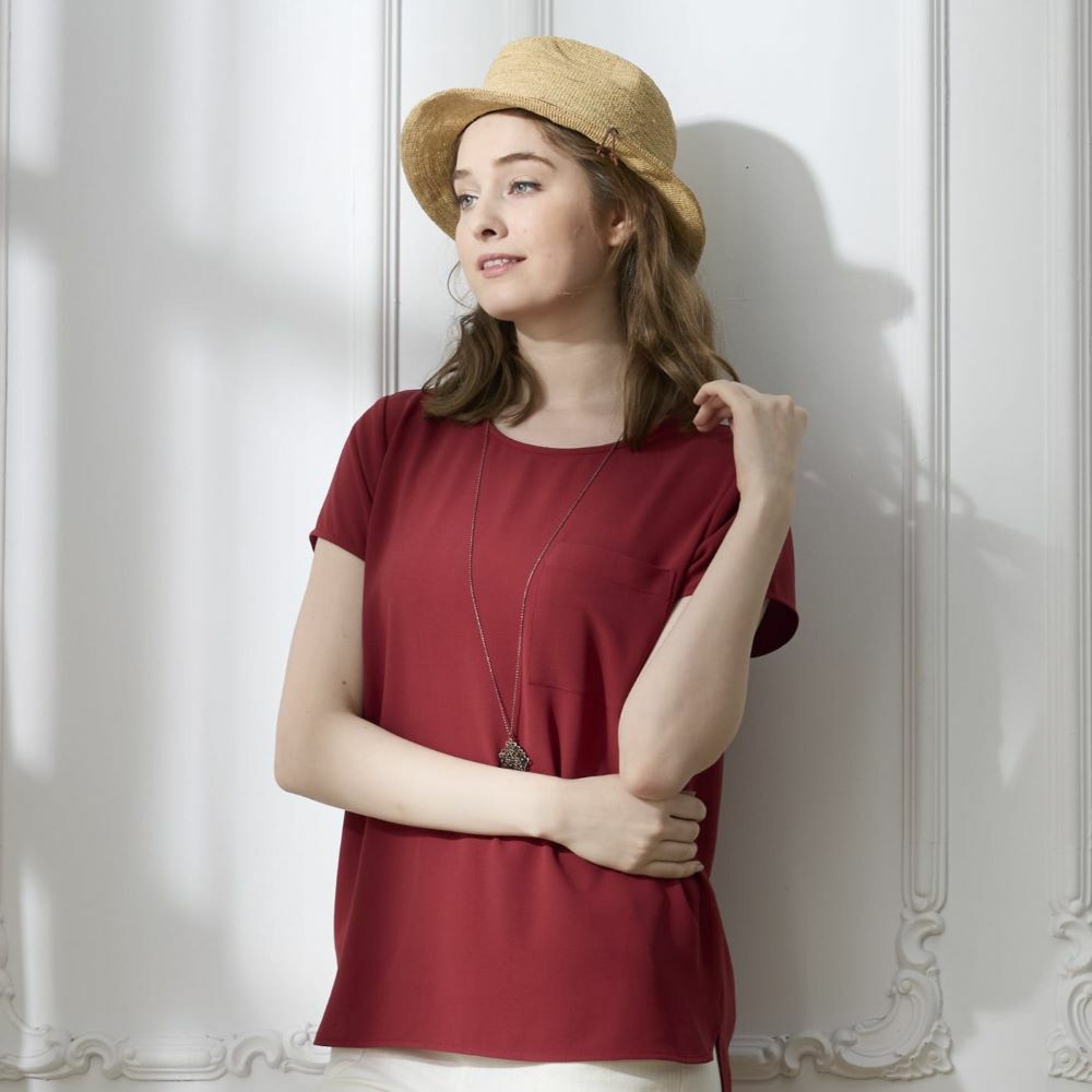 PIPPY 簡約素面圓領休閒短袖上衣 米白/粉/灰藍/磚紅/綠