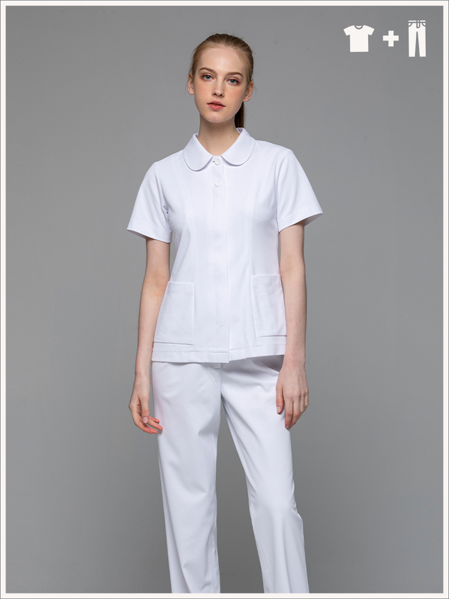 【整套販售】A204-W0 女護理套裝-A科技布-純粹白
