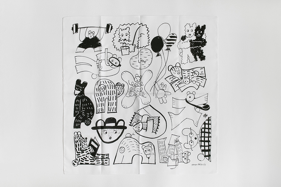 dieci-yamyam KUMA手帕 / 黑白