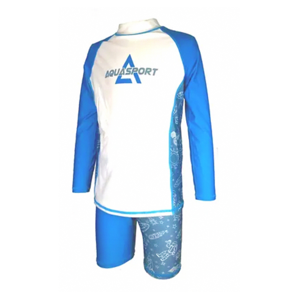 Aquasport 藍色星際兒童游泳防晒長袖套裝