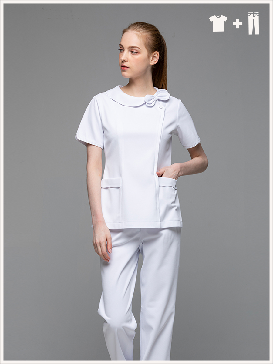 【整套販售】A248-W0 女護理套裝-A科技布-純粹白