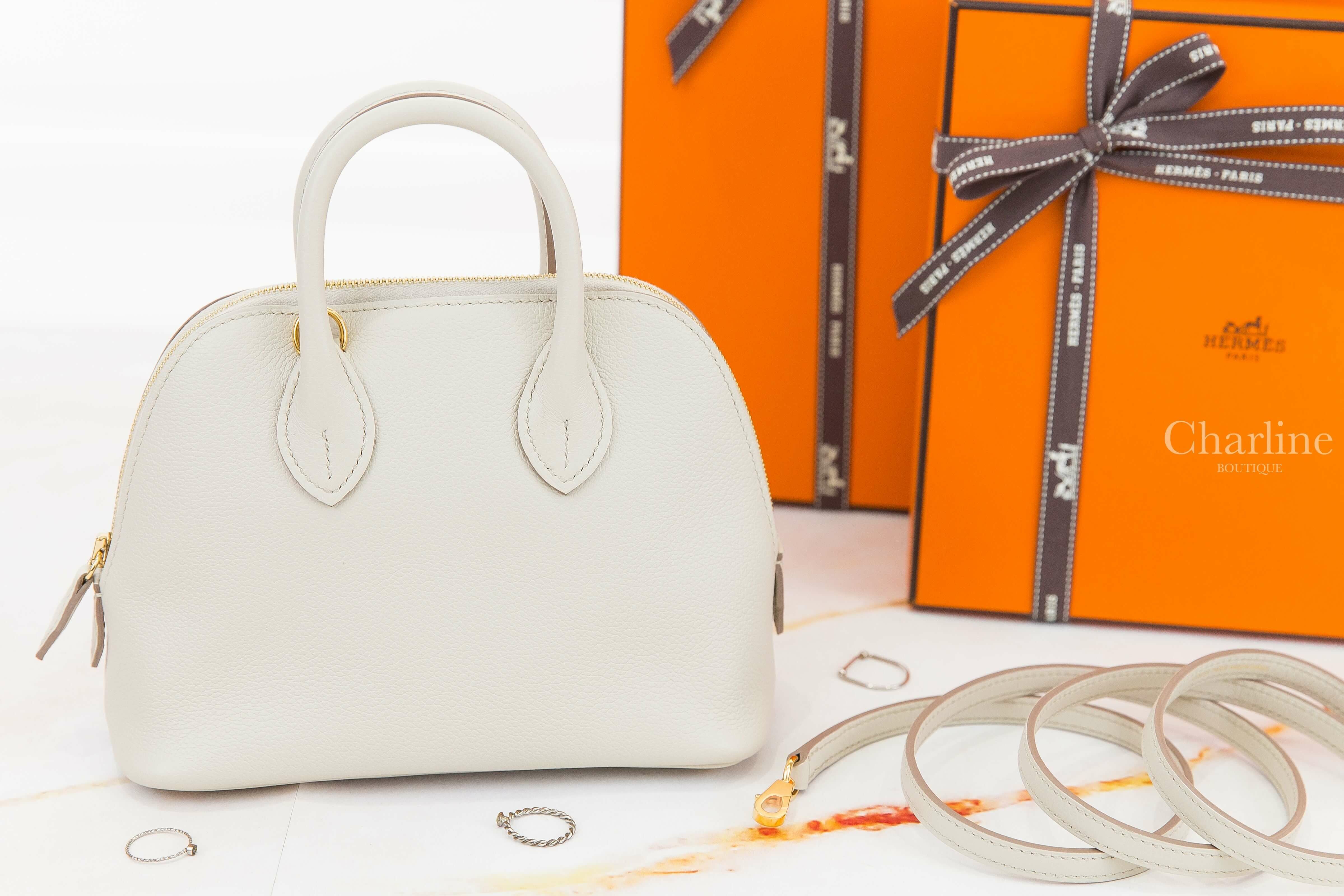 Hermès Mini Bolide 冰川灰金釦迷你手提肩背包-Charline Boutique精品代購