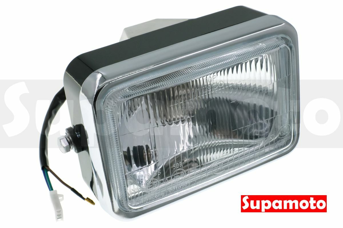 -Supamoto- D627 方燈 復古 大燈 花玻璃 方形 通用 改裝 H4 chopper 野狼 雲豹 brat
