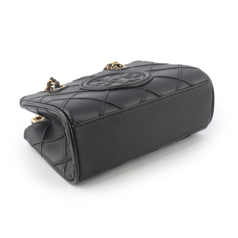 【TORY BURCH】Fleming 納帕皮革手提/斜背迷你二用托特包(黑色) 152334 001