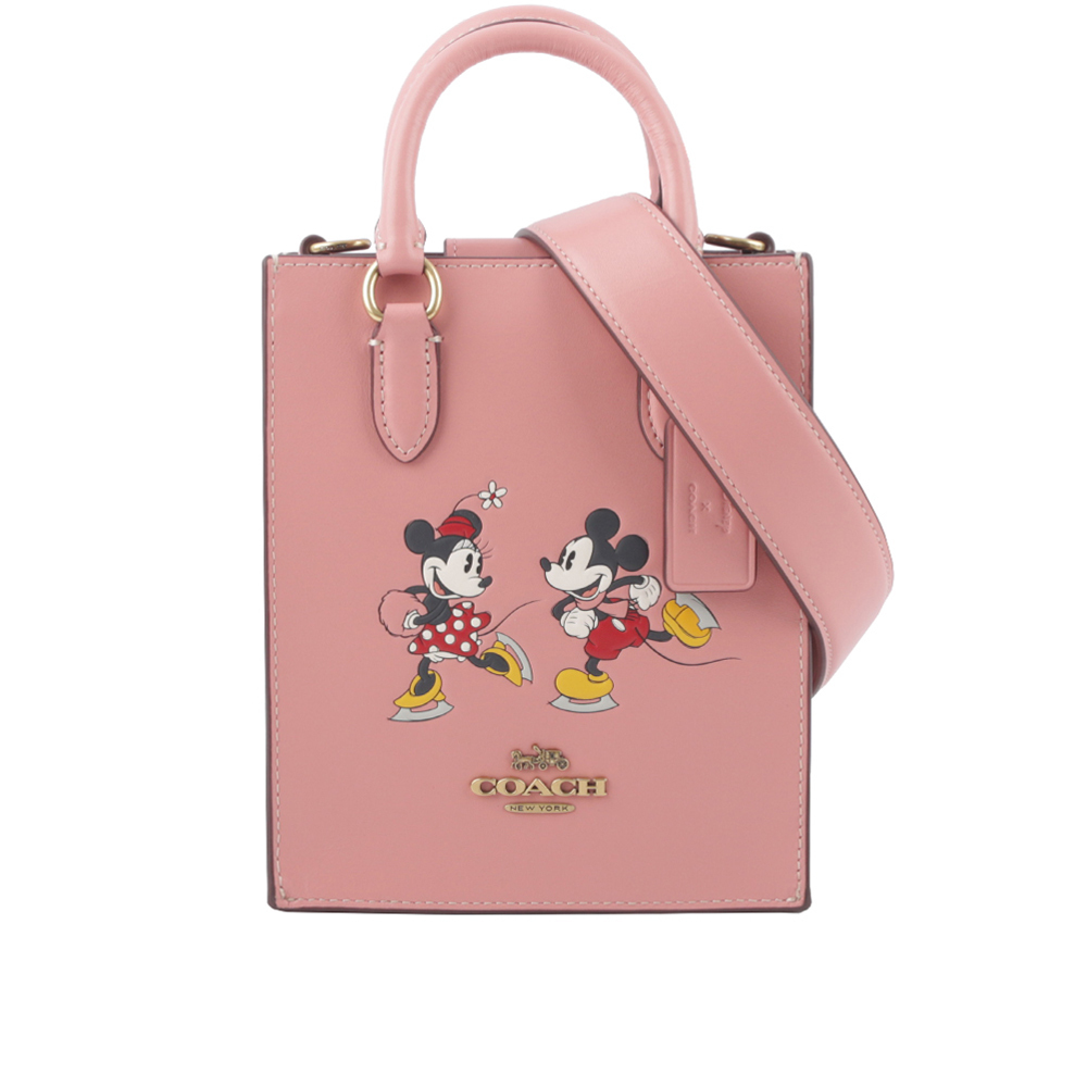 【COACH】Disney X Coach 米奇米妮溜冰圖案迷你二用琴譜包(淺腮紅粉) CN023 B4OFE