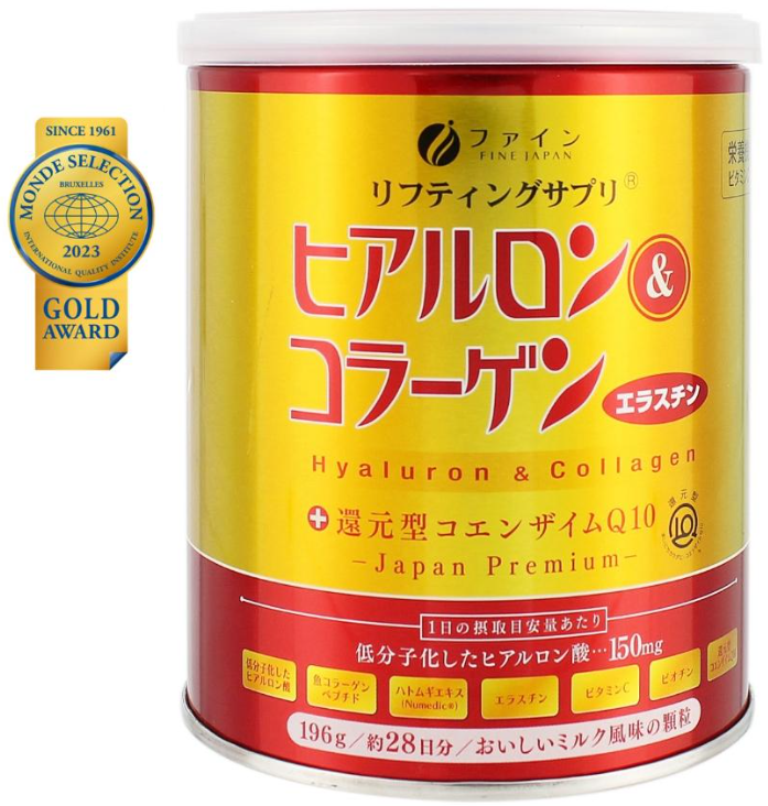 Fine Japan 金裝透明質酸+膠原蛋白及還元輔酶Q10, 196克(罐裝)