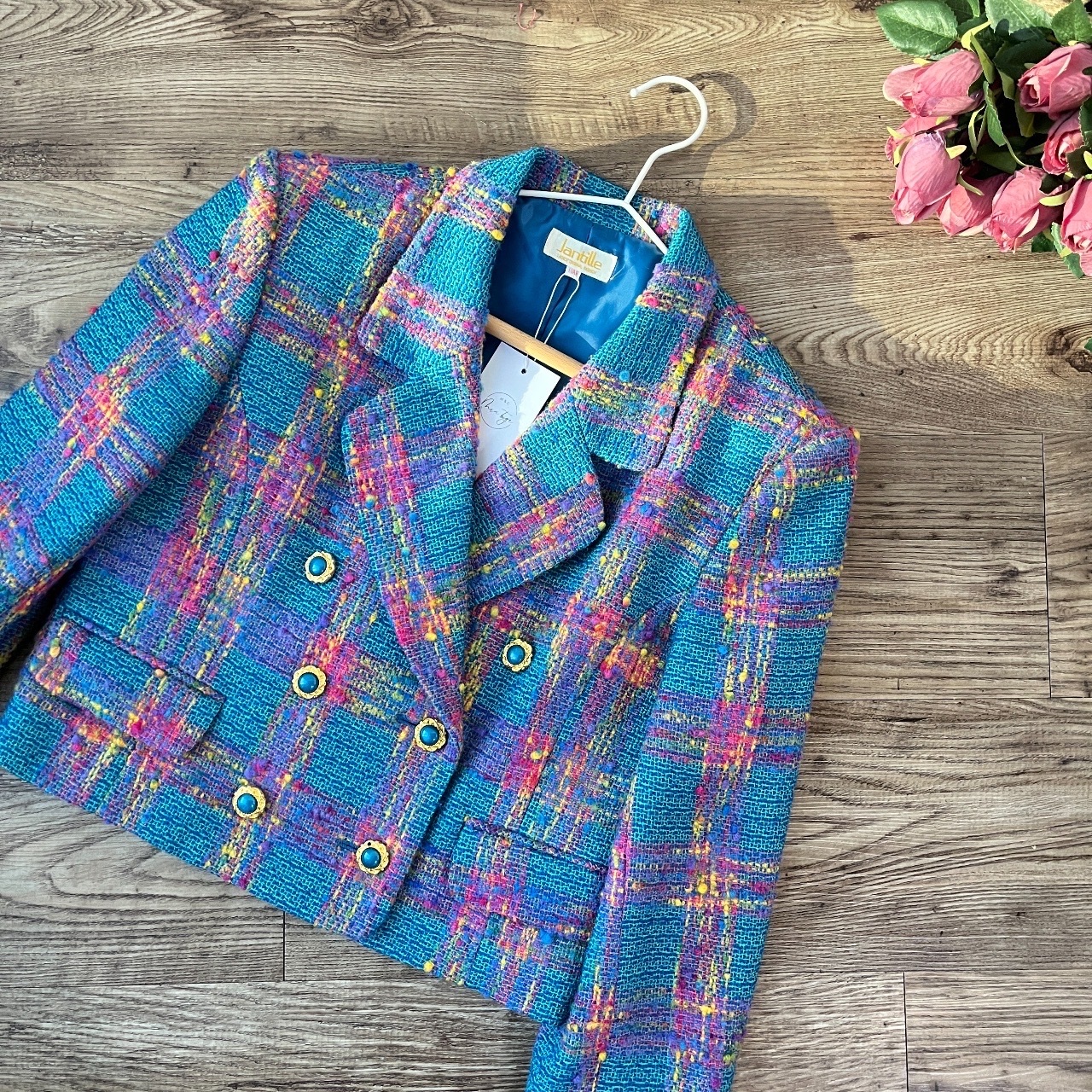 日本製彩虹感色調粗花呢外套