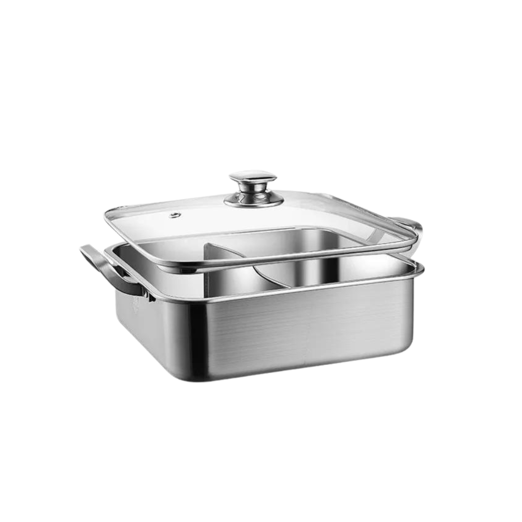 304不鏽鋼方形鴛鴦火鍋-32cm