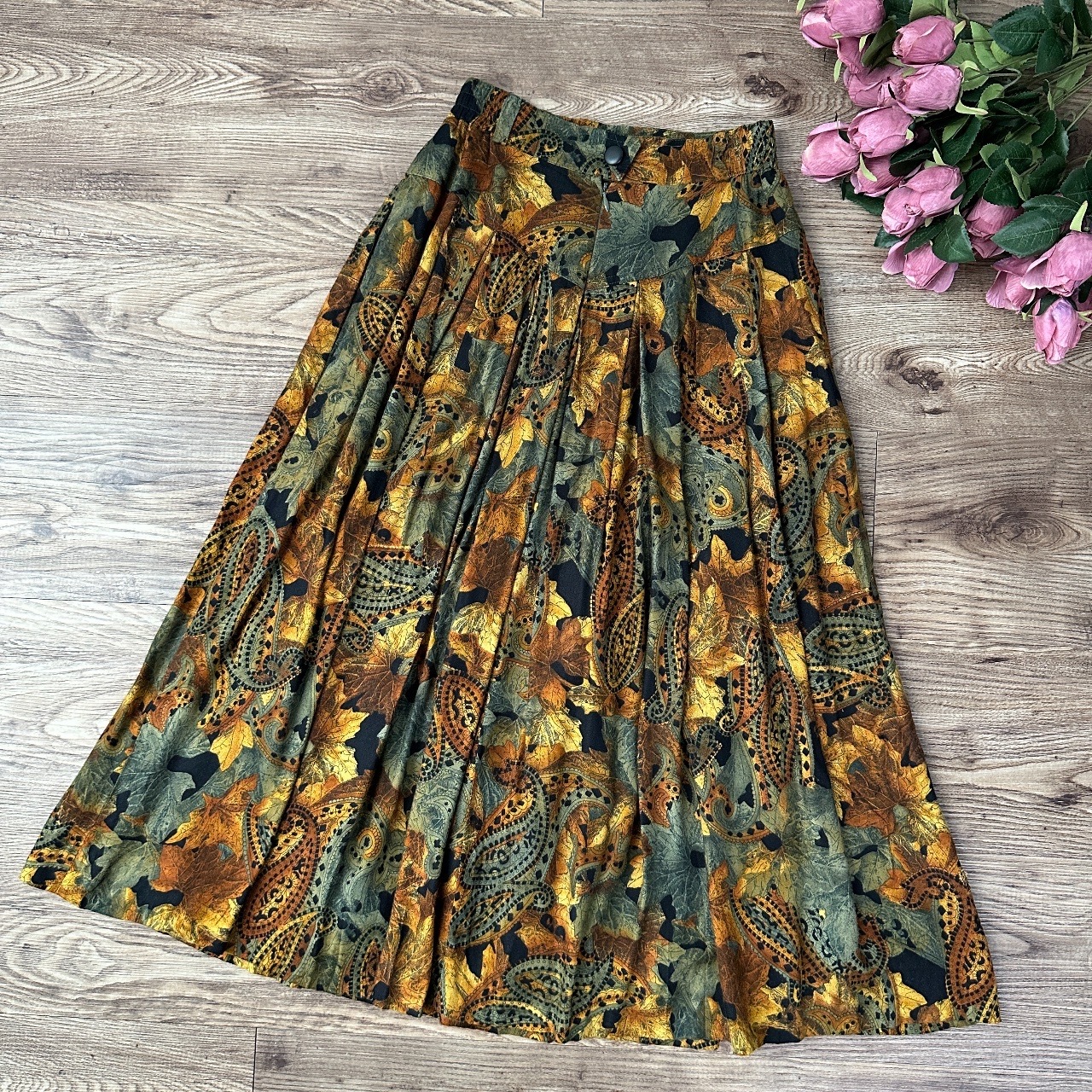 秋日森林感腰果花半身裙