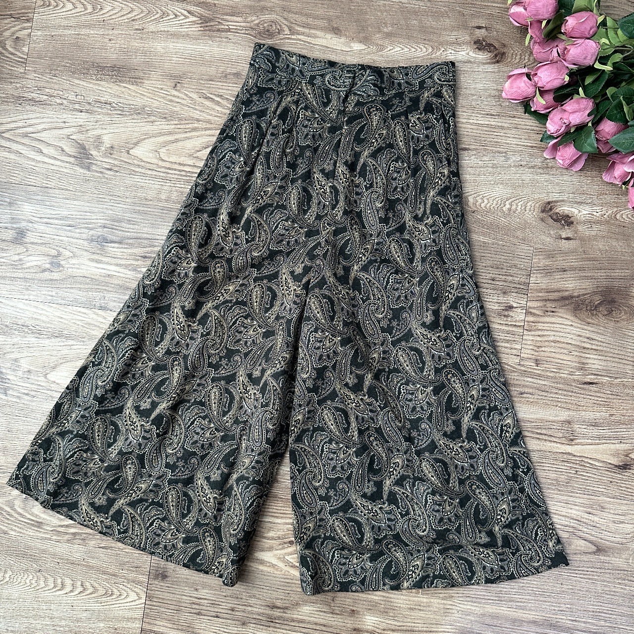 日本製暗黑系神秘感腰果花闊褲