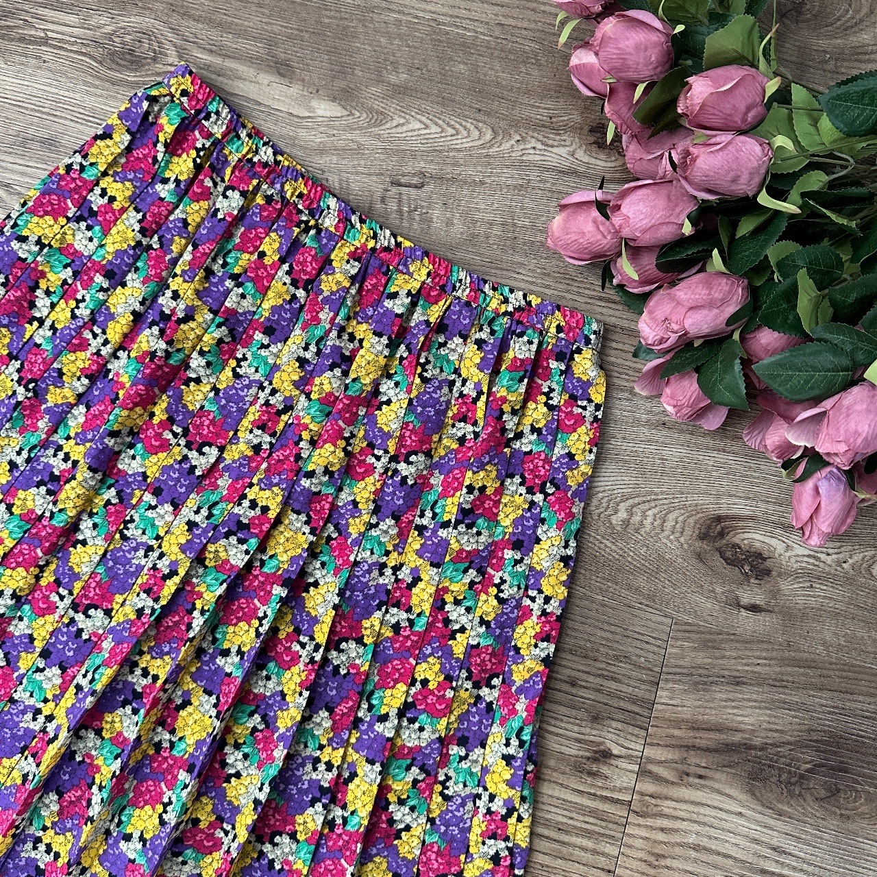 法國製鮮艷糖果感花叢半身裙