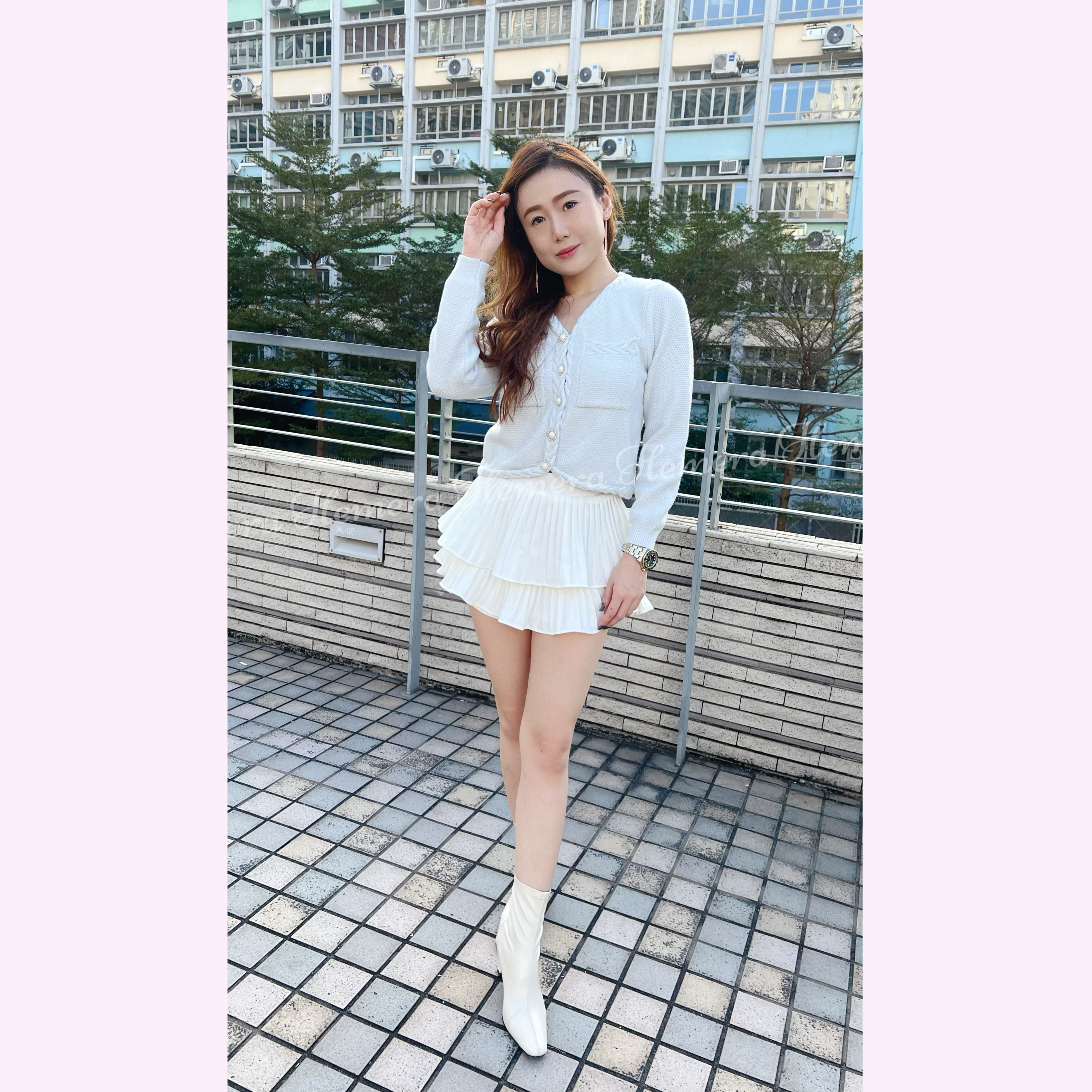 TP24W0103 小香風扭麻花邊馬卡龍色上身