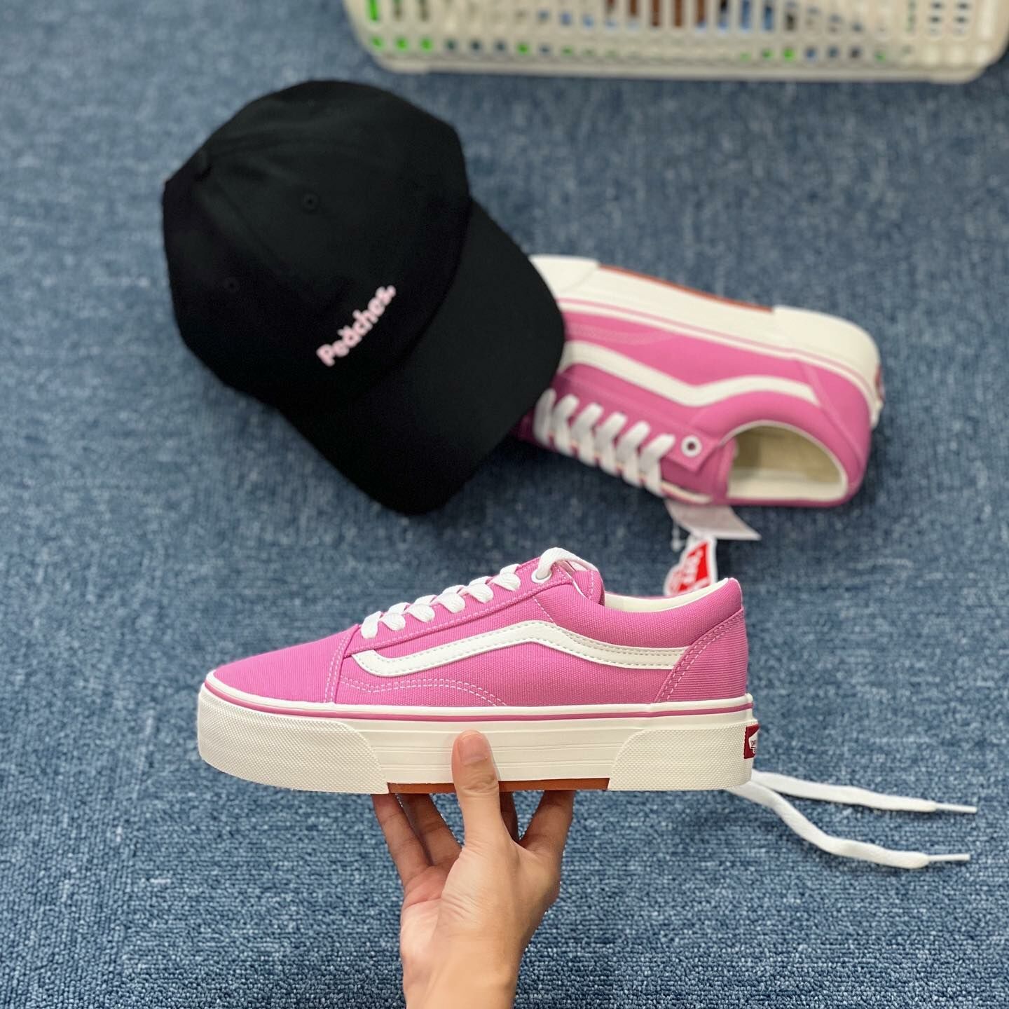 Vans Old Skool CHKY 日本限定 桃紅 寶藍 厚底 增高 帆布鞋 6612780001014 6612780002014