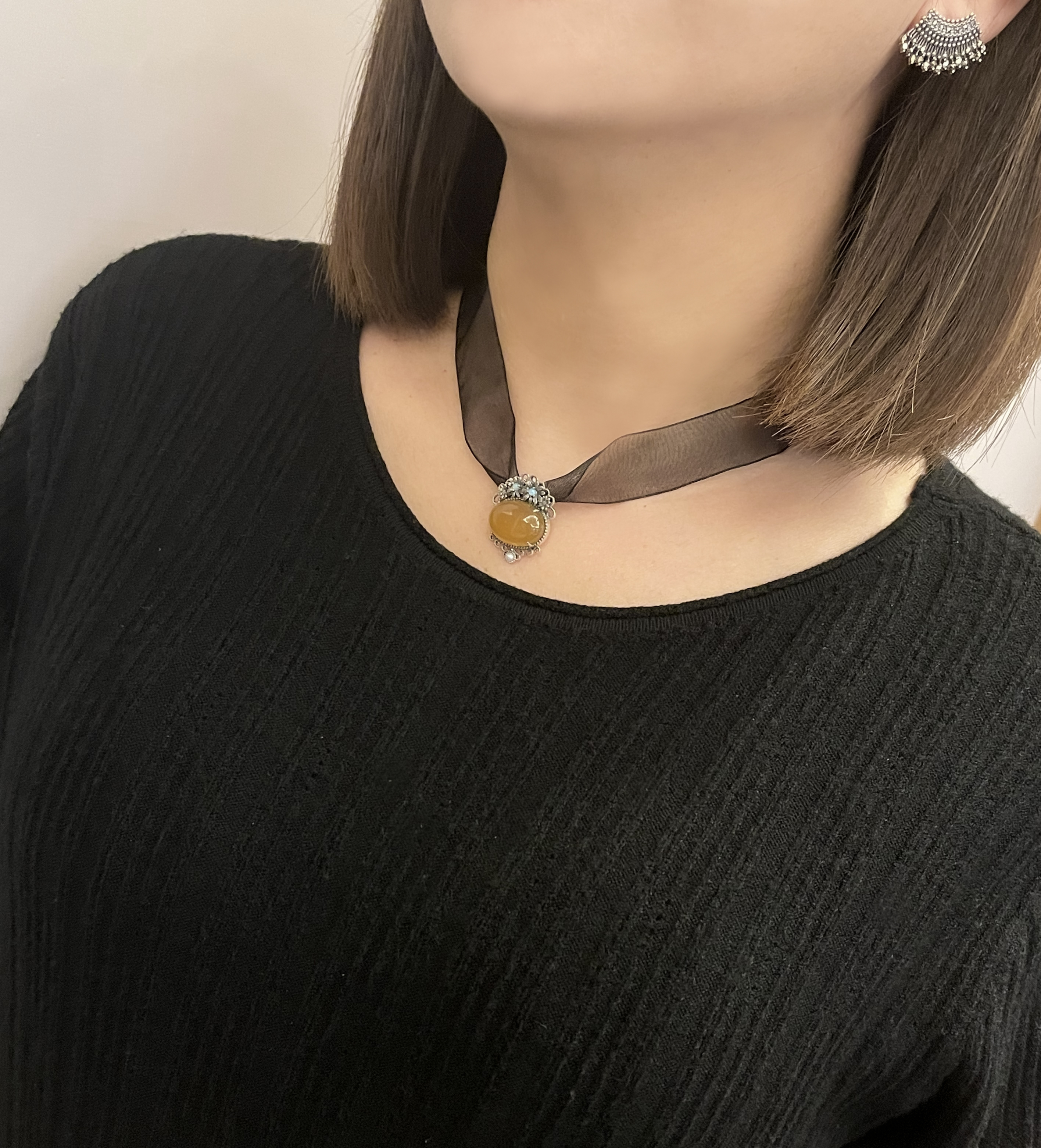 黃瑪瑙蛋白石墜子