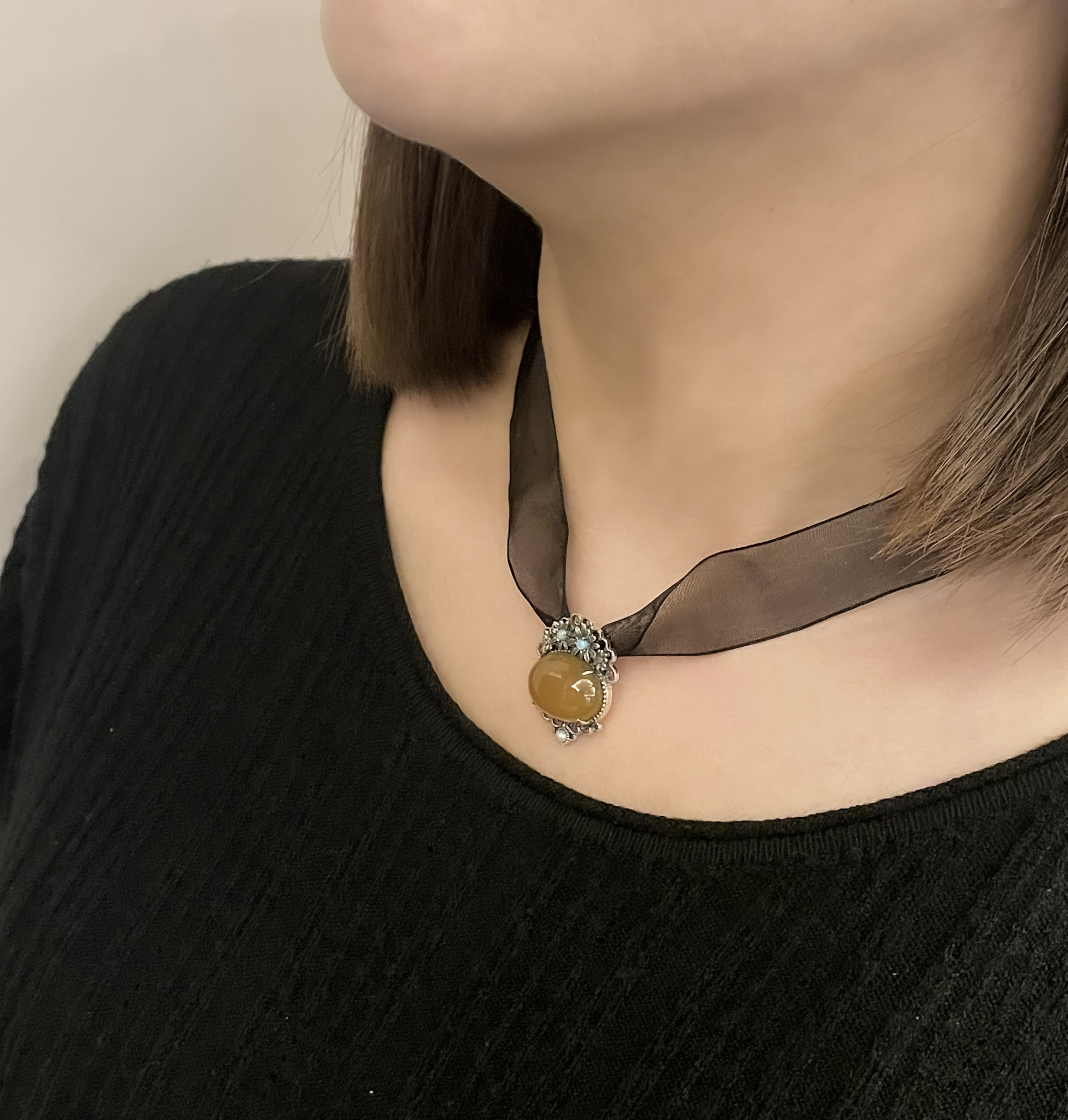 黃瑪瑙蛋白石墜子