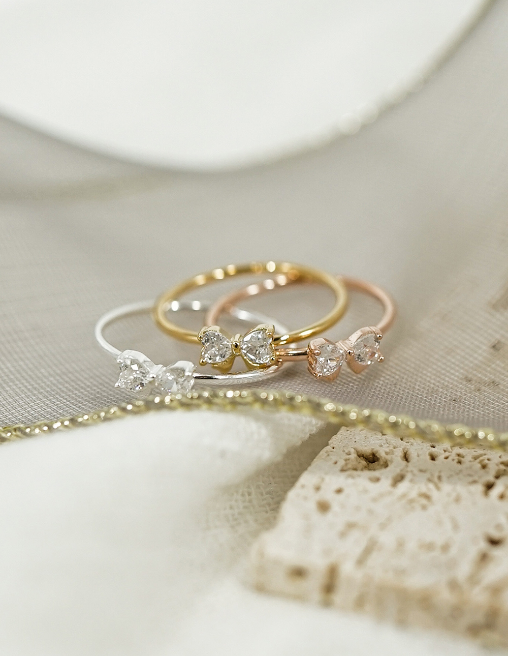 925 純銀水鑽蝴蝶結戒指