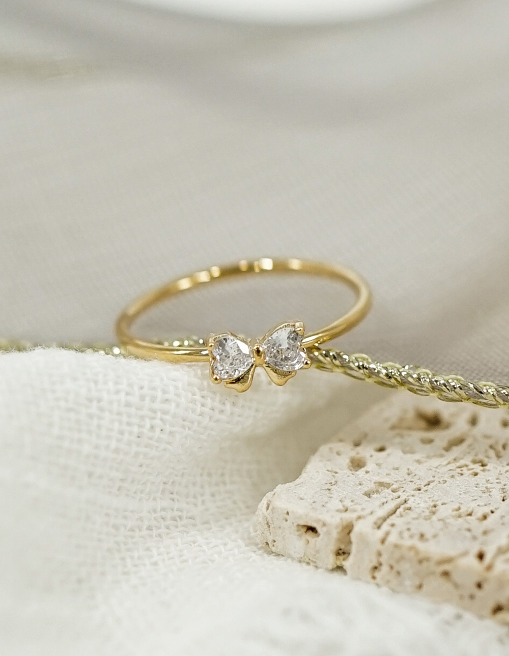 925 純銀水鑽蝴蝶結戒指