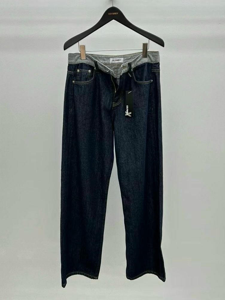 拼色鬆身牛仔褲 LIL-014J