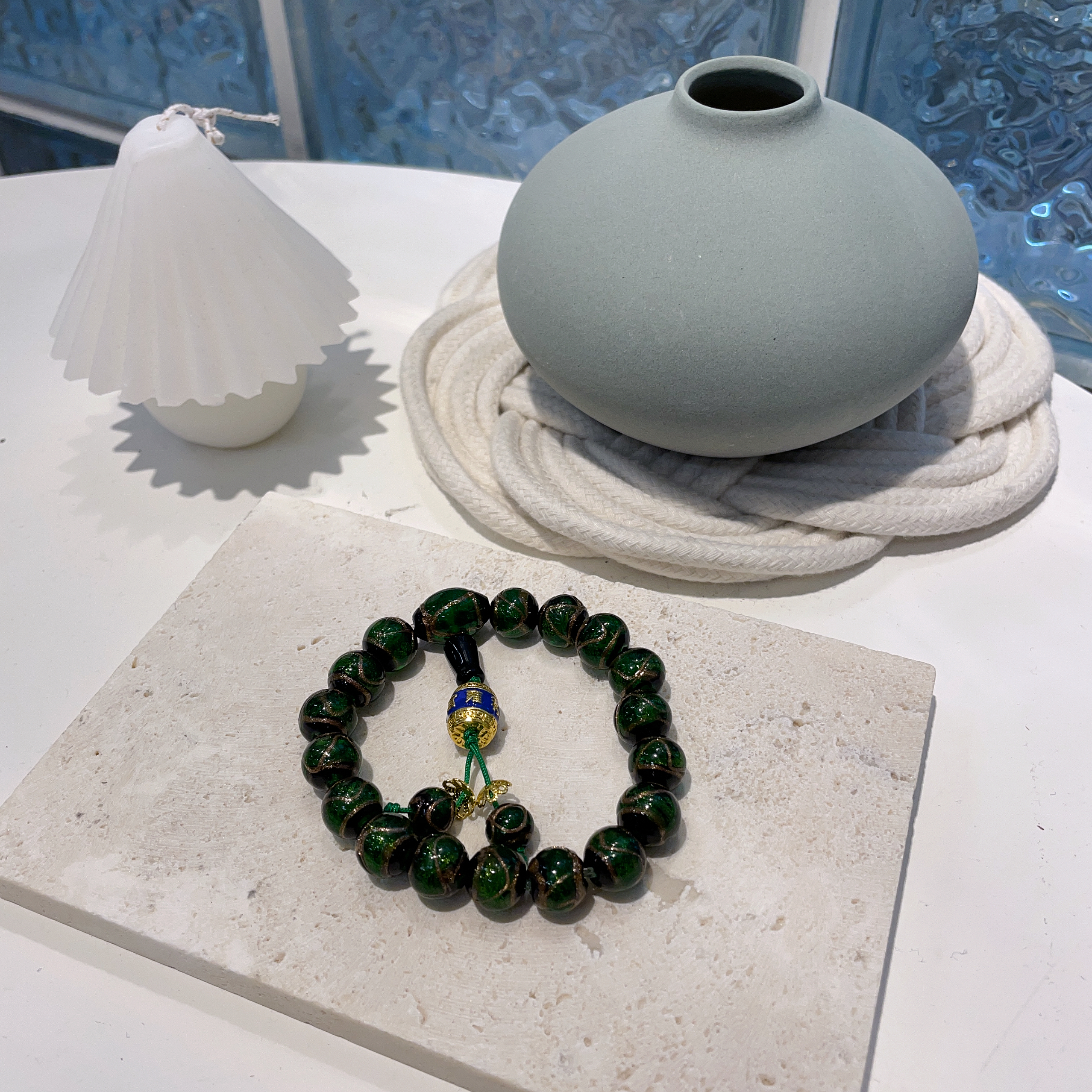 雍宮香灰琉璃手串(綠色) 10mm