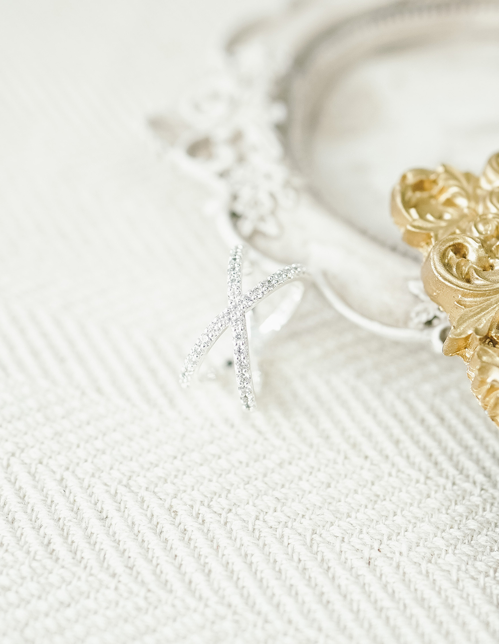 925 純銀交叉雙排鑽戒指