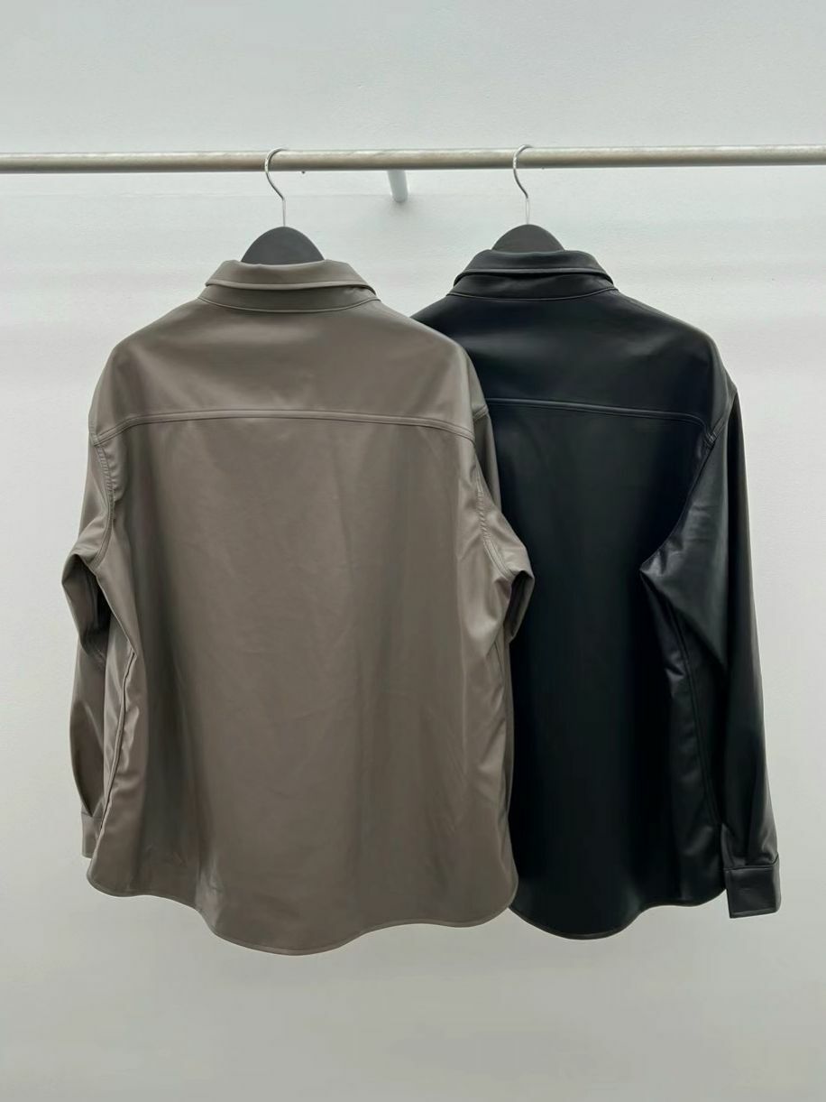 淨色合成皮長袖恤衫 LIL-018S