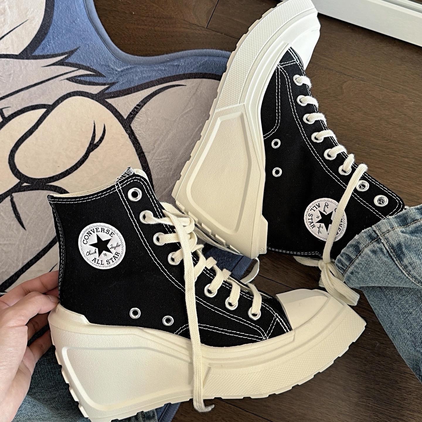 CONVERSE CHUCK 70 1970 幾何 切邊 黑色 高筒 高跟鞋 KARINA同款 A06478C 現貨