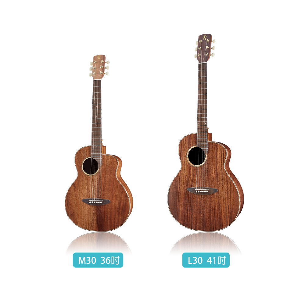 aNueNue aNueNue / 30原創系列 面單旅行木吉他/面單木吉他(台灣相思木)(原聲款/插電款)(M30/L30/M30E/L30E) 彩虹人官方認證 第 2 張圖片｜三峽吉他 / Bass