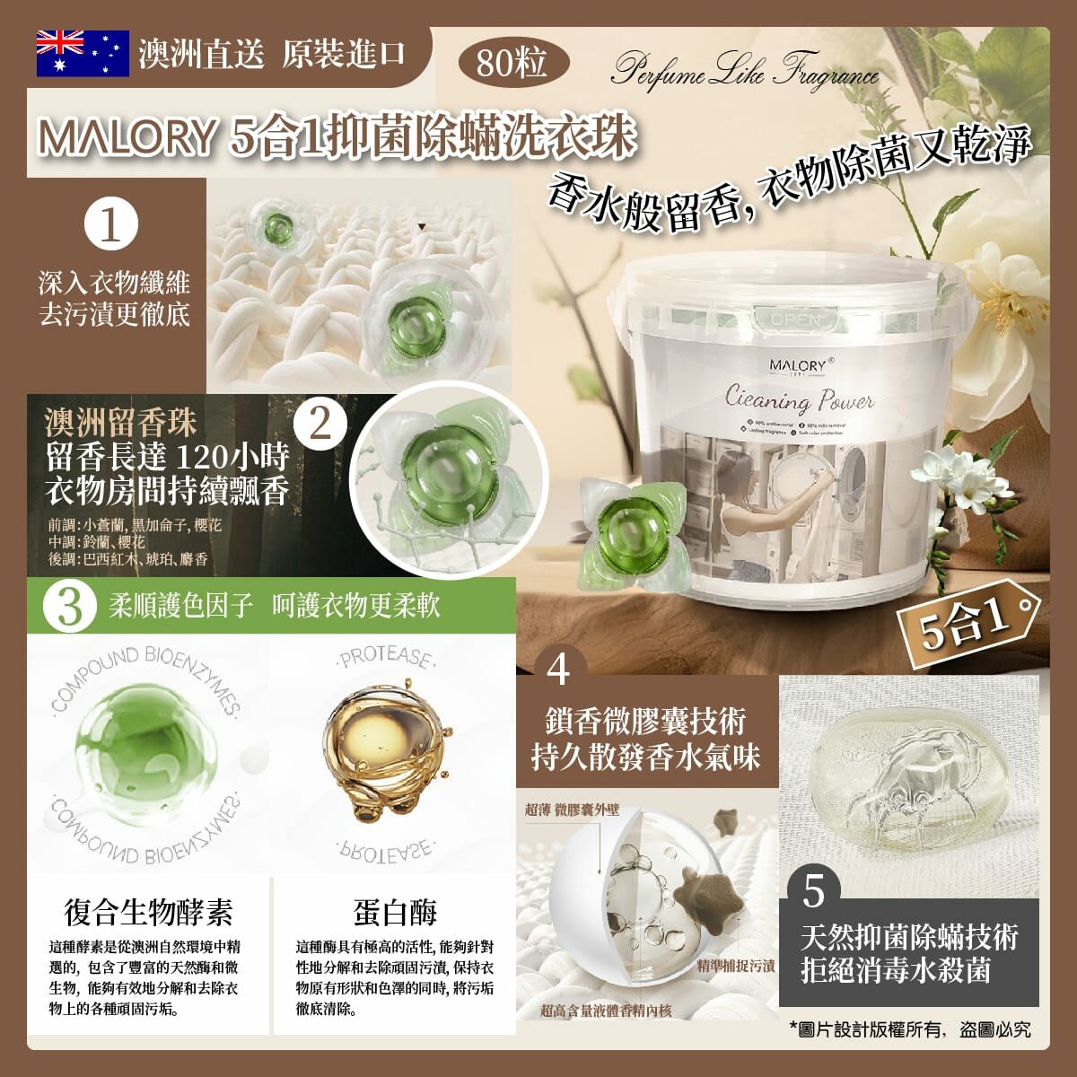 澳洲Malory五合一桶裝洗衣凝珠
