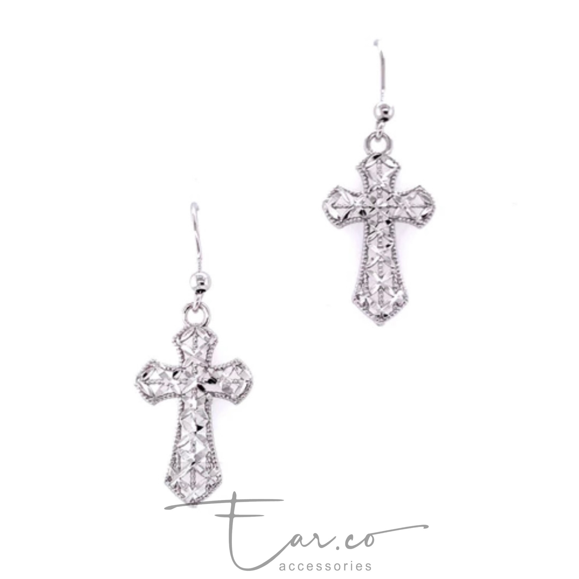 意大利通花十字架設計耳環/頸鏈 [ITALY SILVER🇮🇹]