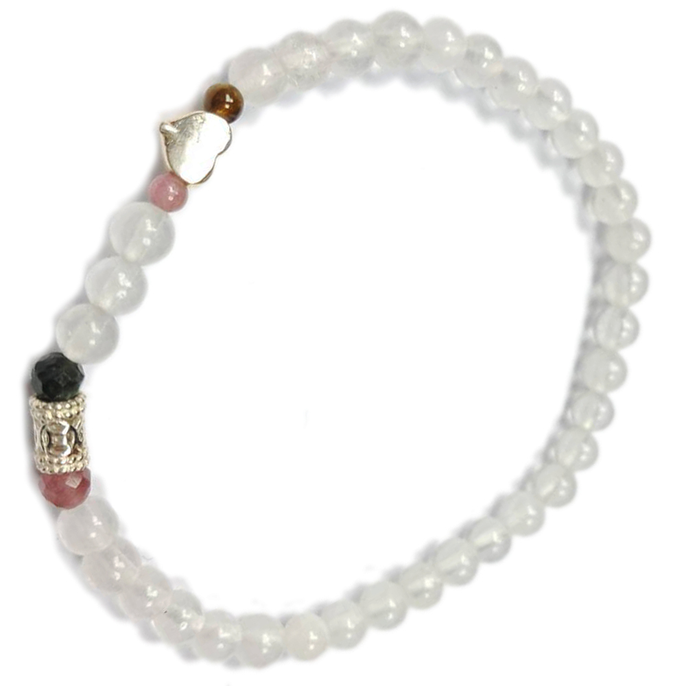 愛心+古錢圓管{純銀}&月光石手珠4.6mm【十方】153221