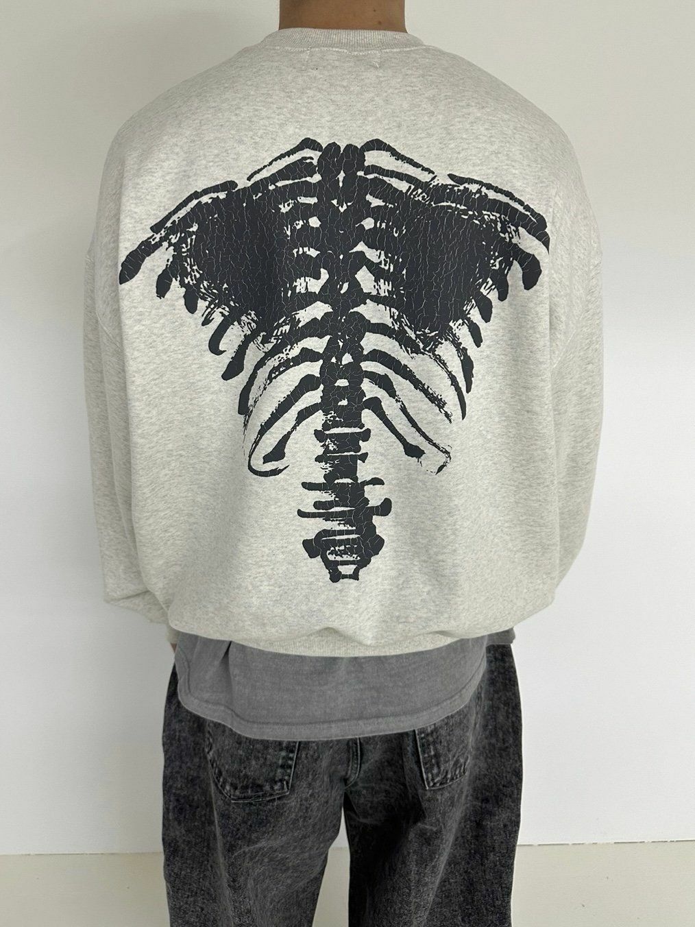 淨色骨頭圖案衛衣(薄抓毛底) LANE-041T