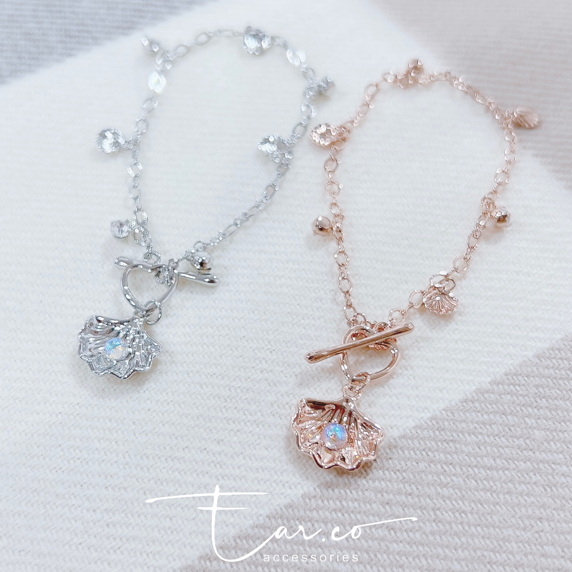 幻彩貝殼閃石海洋心形OT扣手鏈