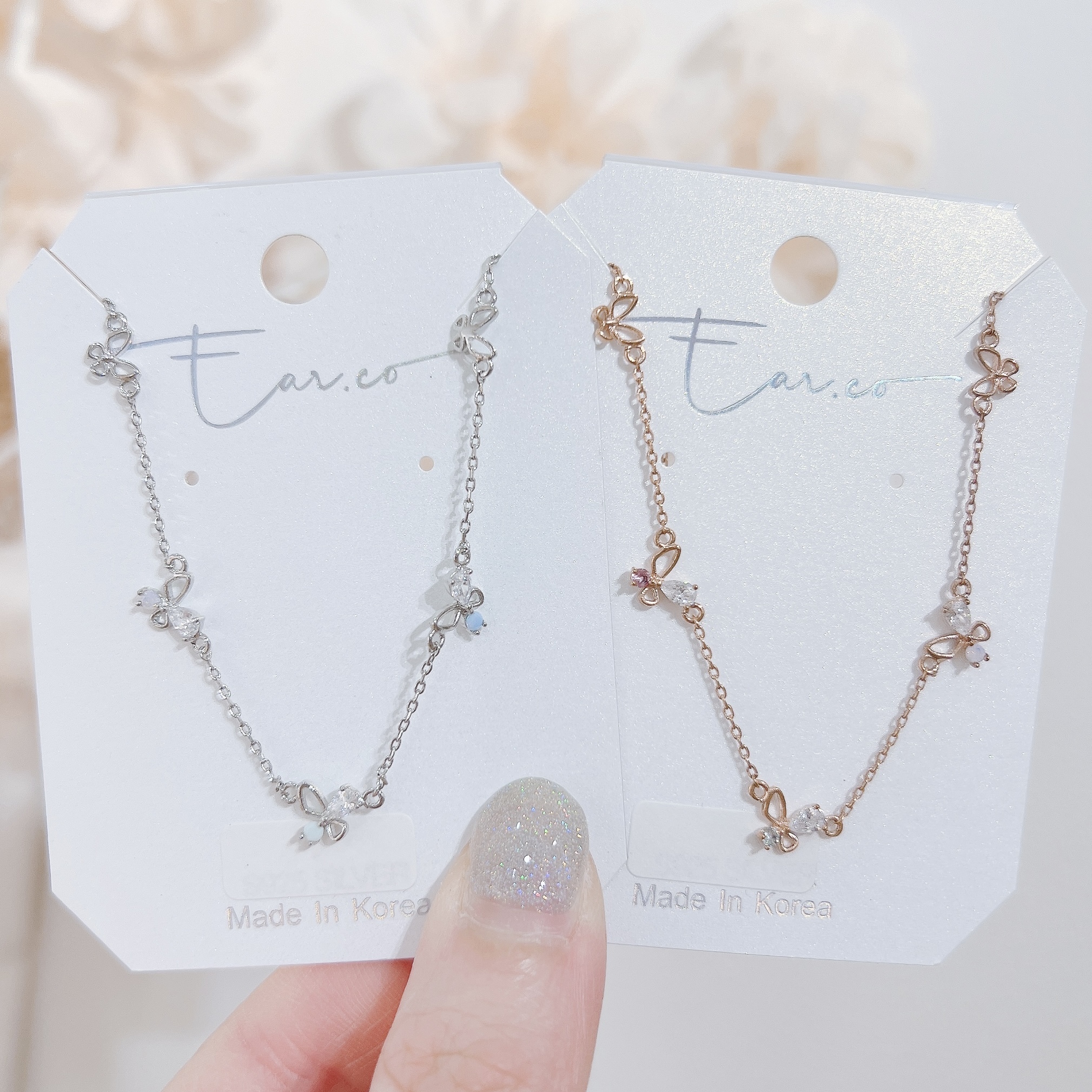 蛋白石閃石小蝴蝶頸鏈