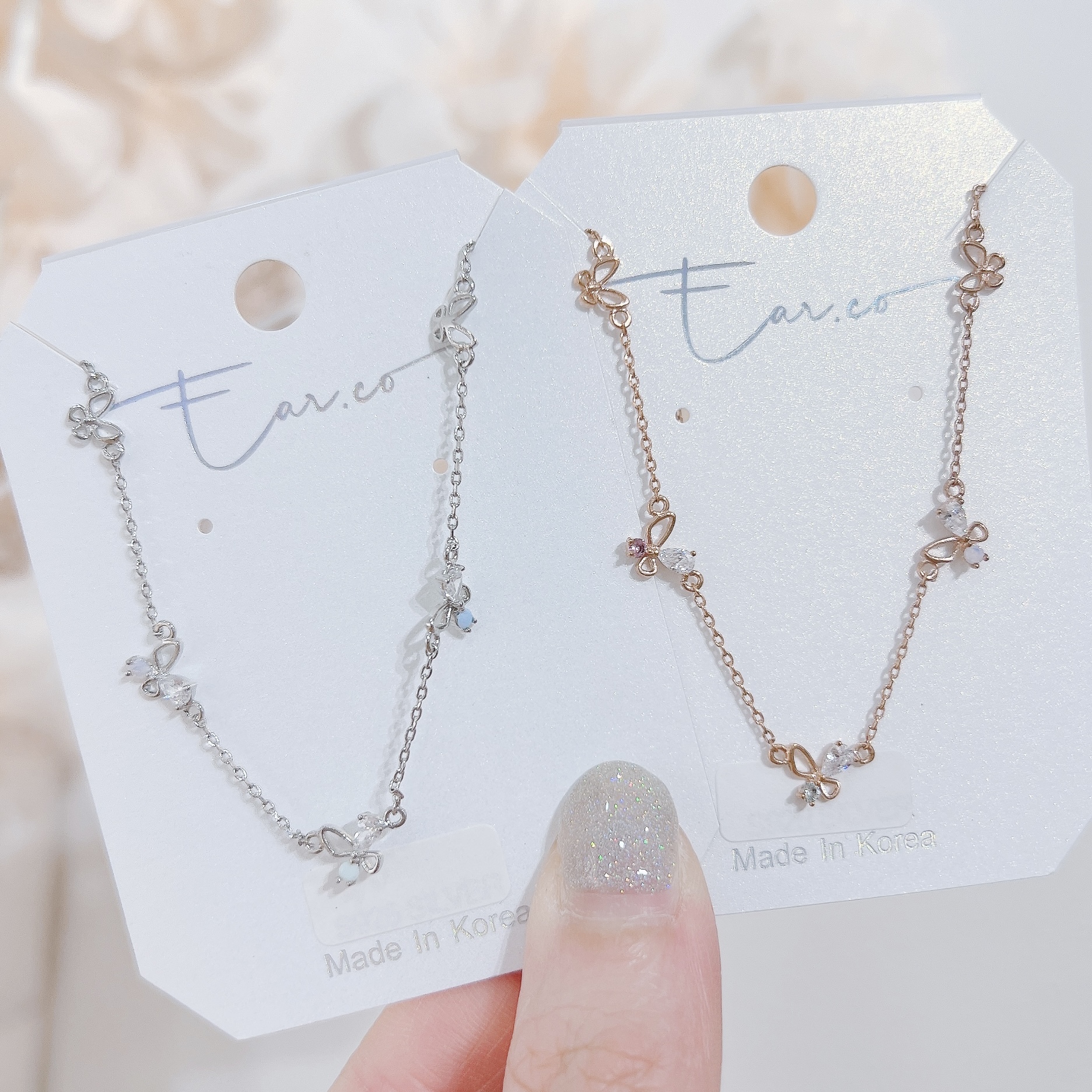 蛋白石閃石小蝴蝶頸鏈