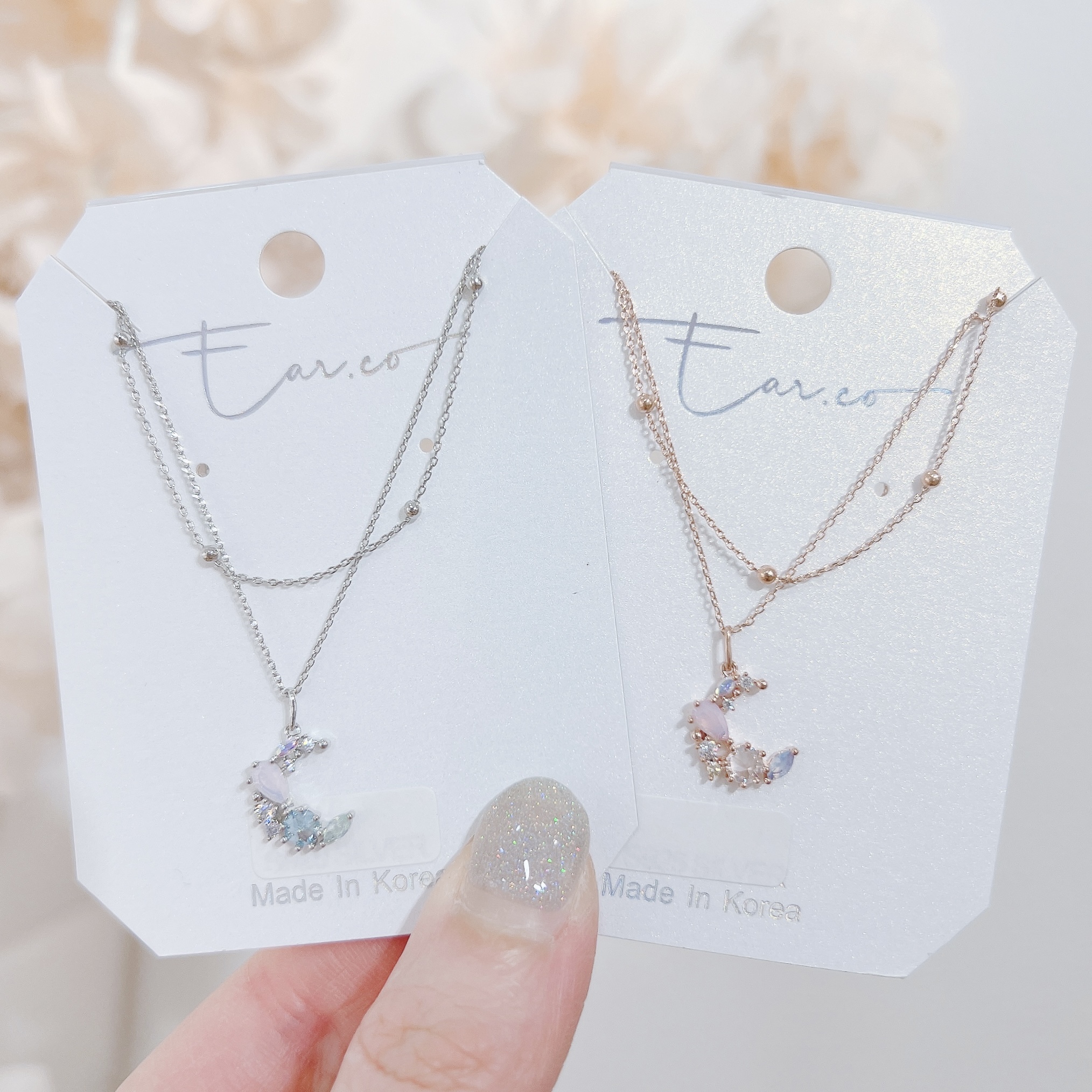 Swarovski水晶月亮雙層頸鏈