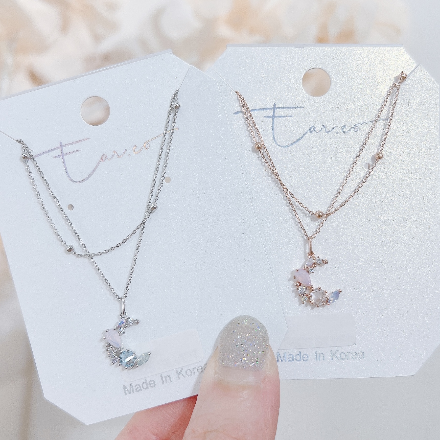 Swarovski水晶月亮雙層頸鏈