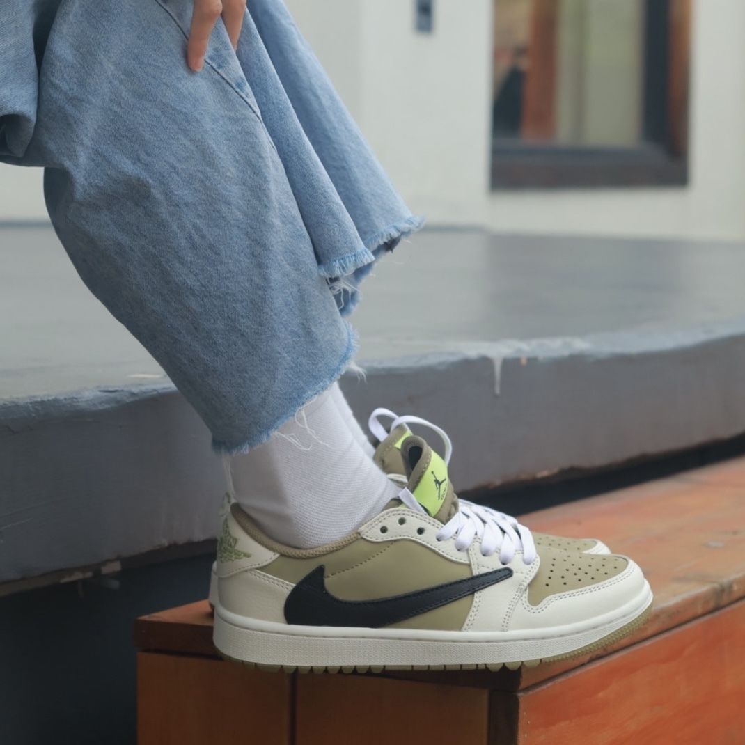 NIKE AIR JORDAN 1 GOLF X TRAVIS SCOTT 倒鉤 白棕綠 高爾夫 (FZ3124200)