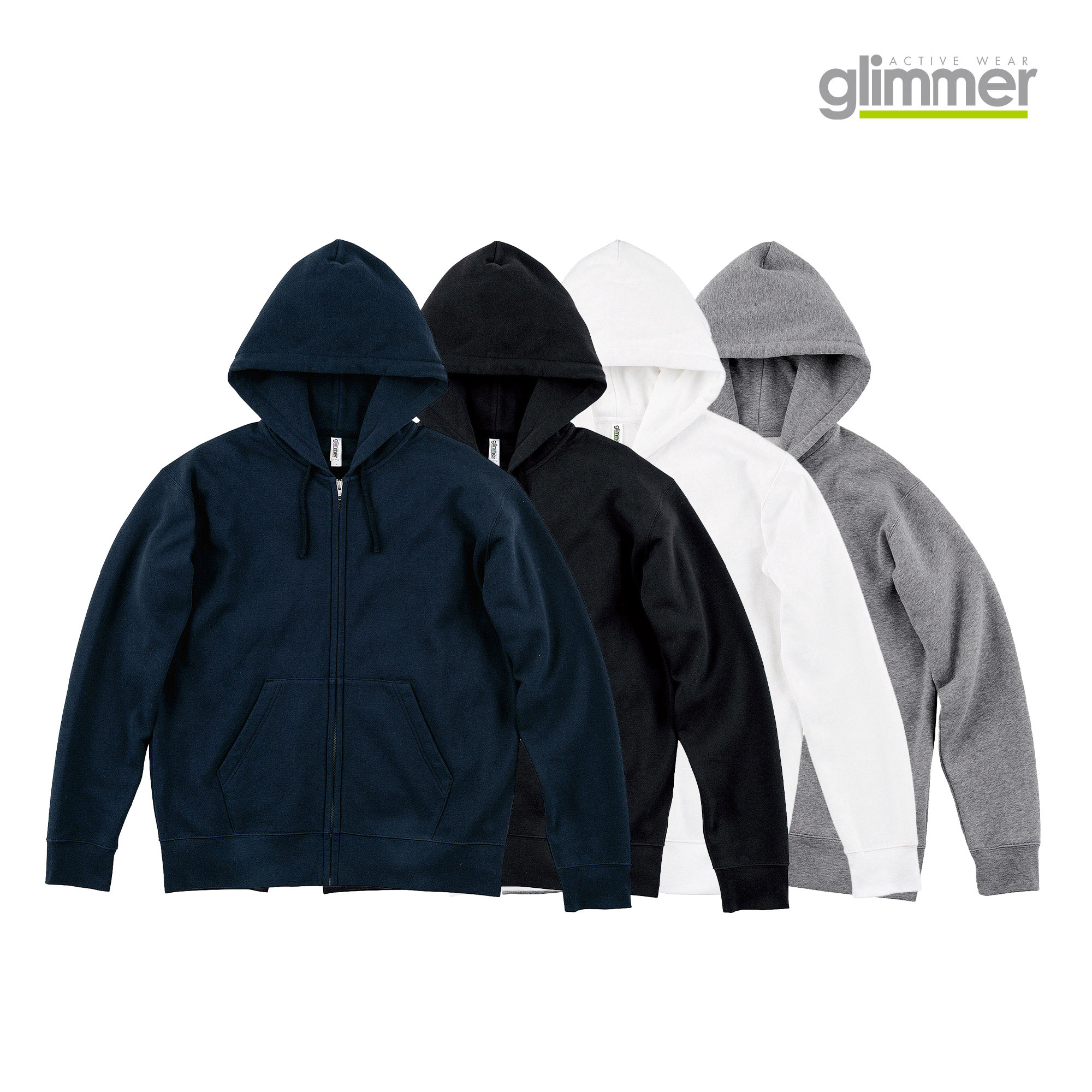 日本 glimmer 10.0oz 348 AFZ 重磅T-C內刷毛連帽拉鍊外套