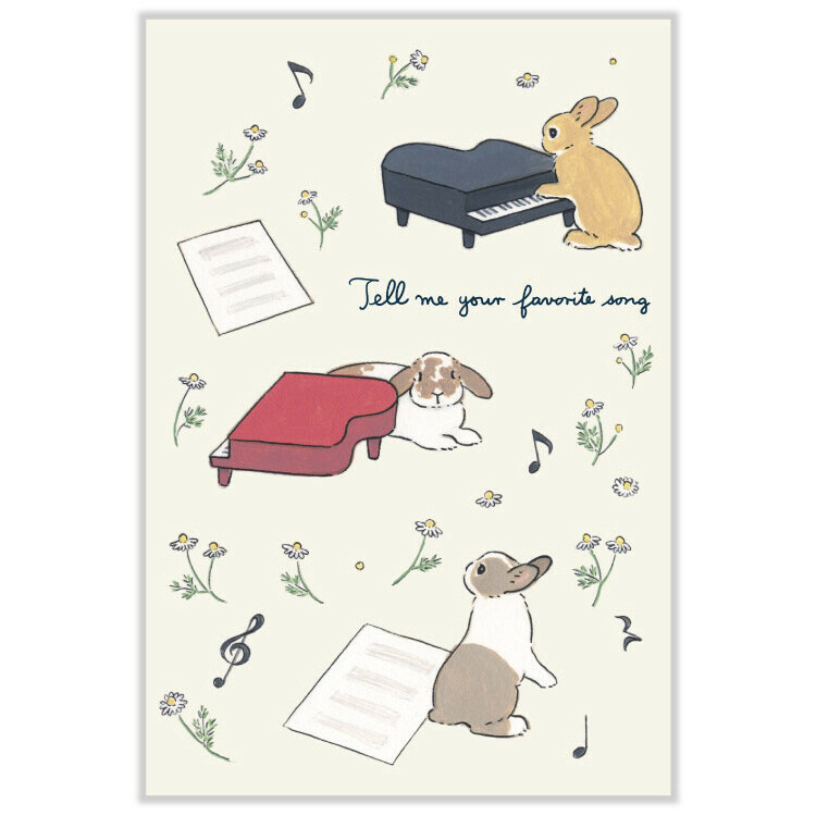 鋼琴_兔子 森山標子 明信片｜日本ACTIVE CORPORATION