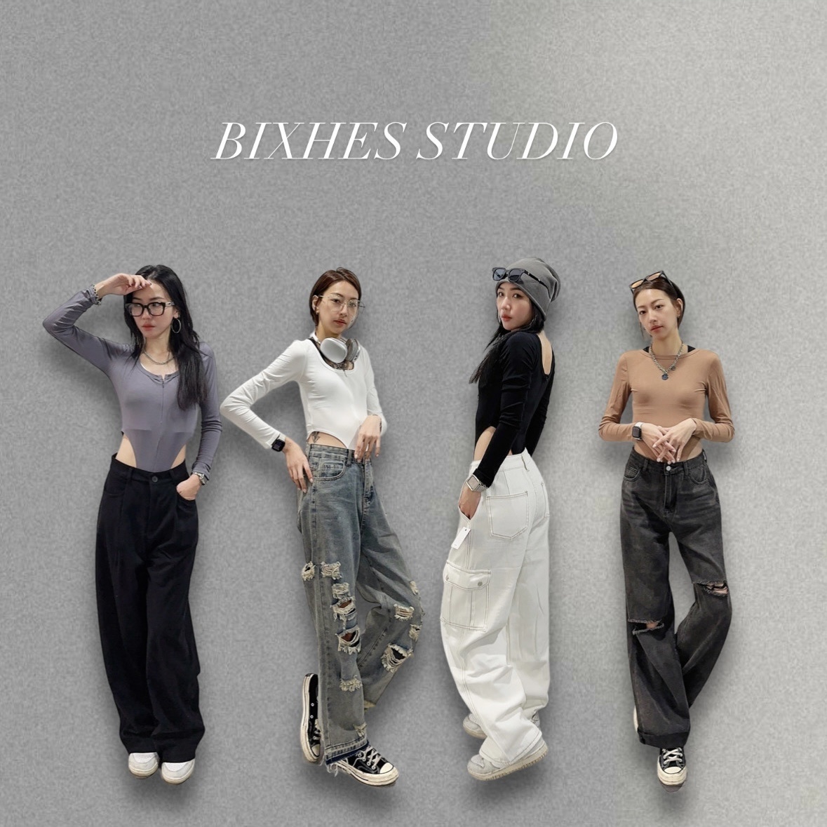 歐美拉鍊兩穿長袖連體衣(B00069)