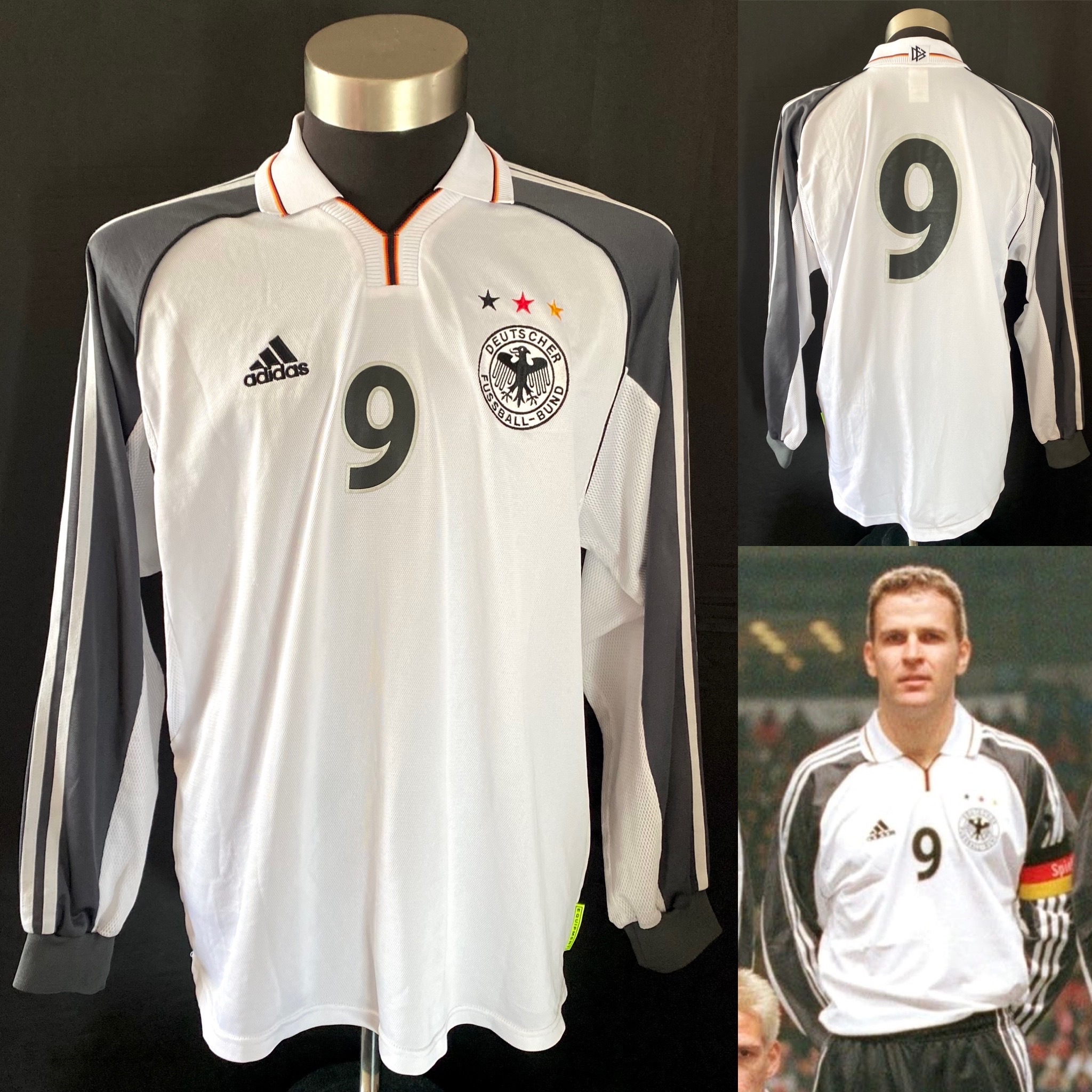 (更衣室版) 德國 2000-2002 Adidas 主場長袖更衣室球員版球衣 #9