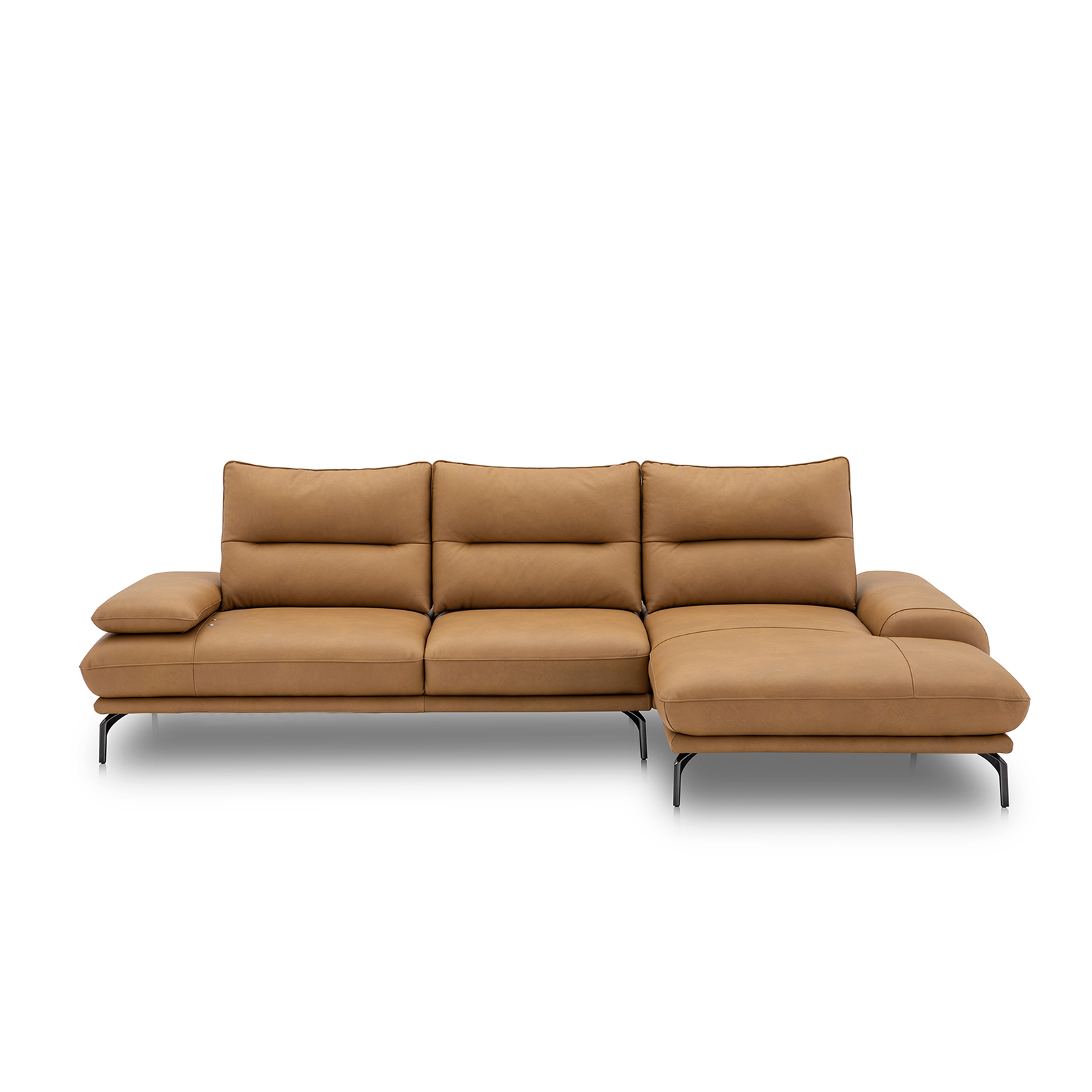 Peillac 手動式靠背可調 L 型皮沙發 -桔黃色〔SFA5260〕